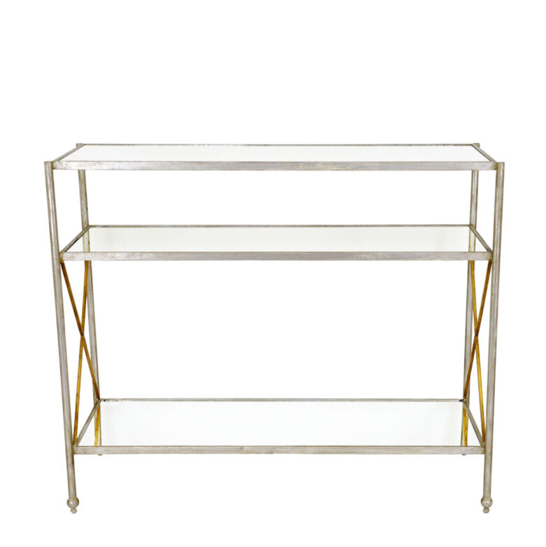 Alan Silver Console Table with 3 Shelves