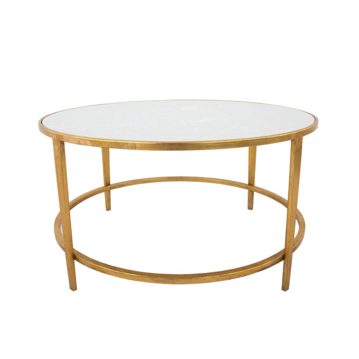 Augustine Gold Round Coffee Table- Lillian Home