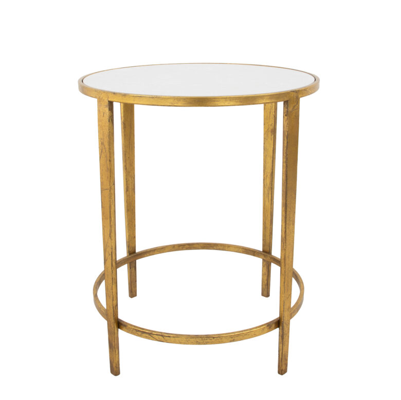 Dolly Gold Round Side Table- Lillian Home