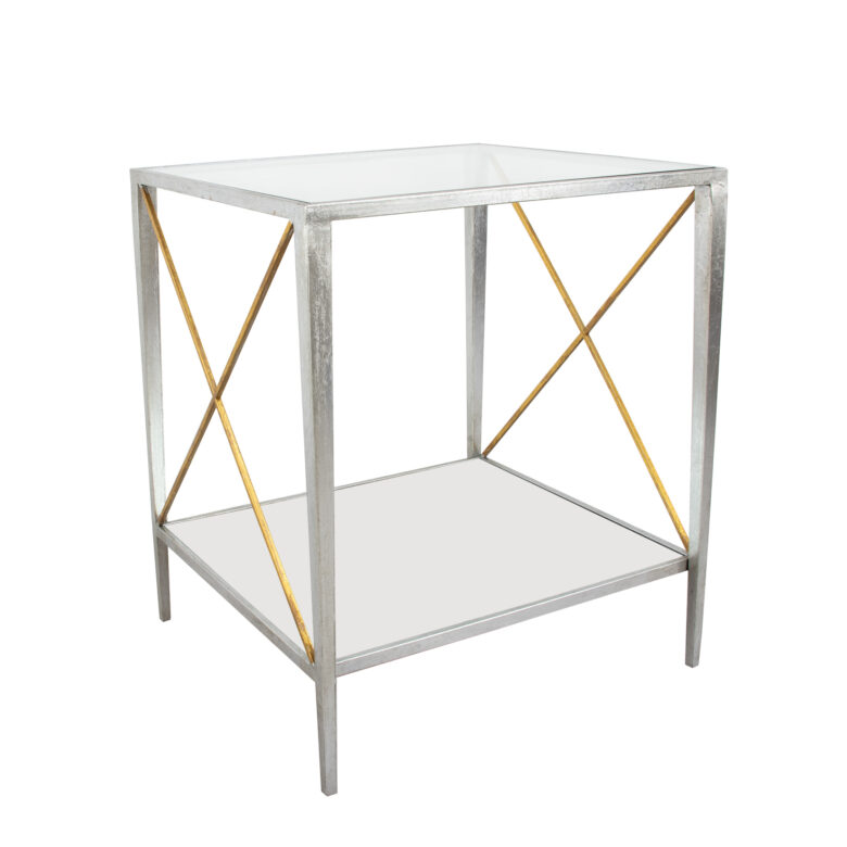 Gemma Silver Leaf Side Table- Lillian Home