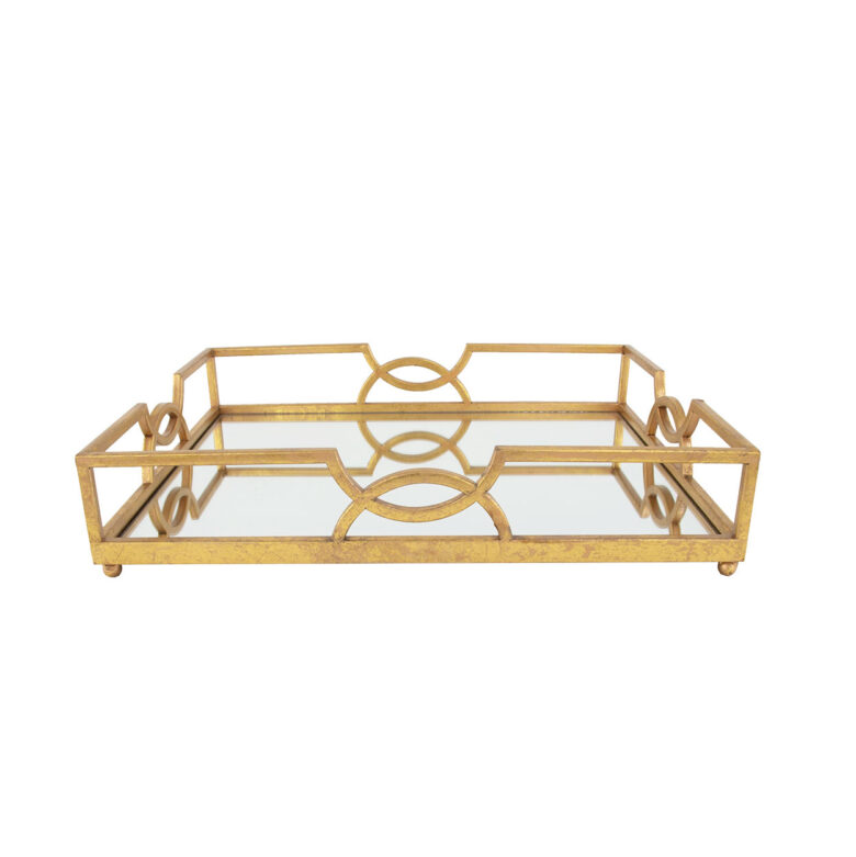 Holliday Gold Rectangular Tray- Lillian Home