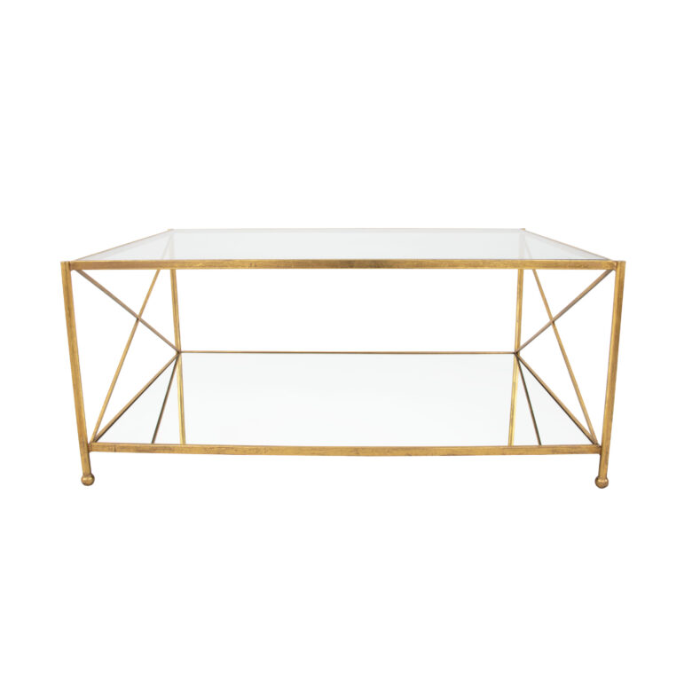 Iris Gold 2 Shelves Coffee Table- Lillian Home