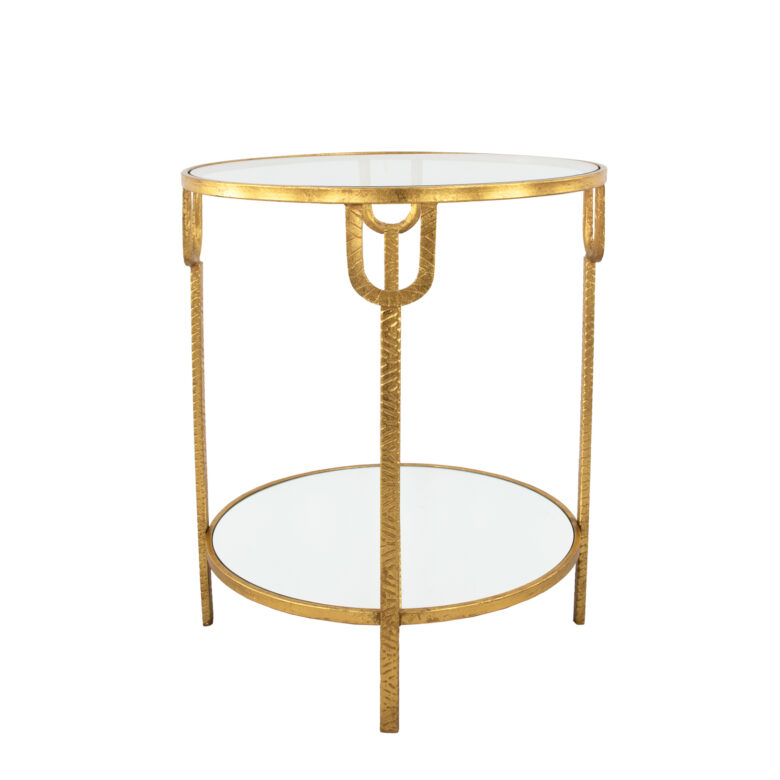 Khloe Gold 2 Shelves Side Table- Lillian Home