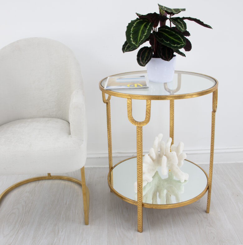 Khloe Gold 2 Shelves Side Table - Image 3