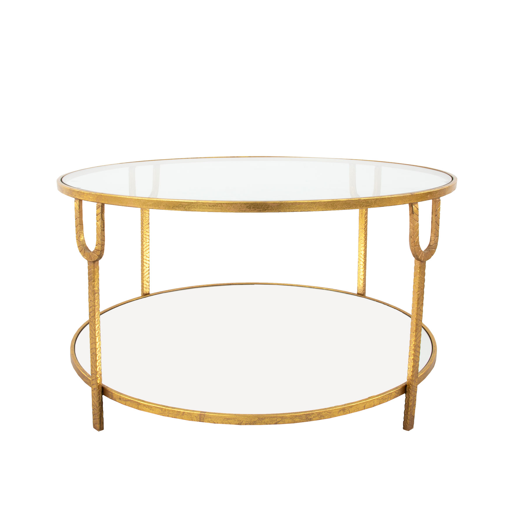 Khloe Gold Leaf Round Coffee Table- Lillian Home