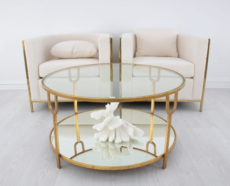 Khloe Gold Leaf Round Coffee Table - Image 6