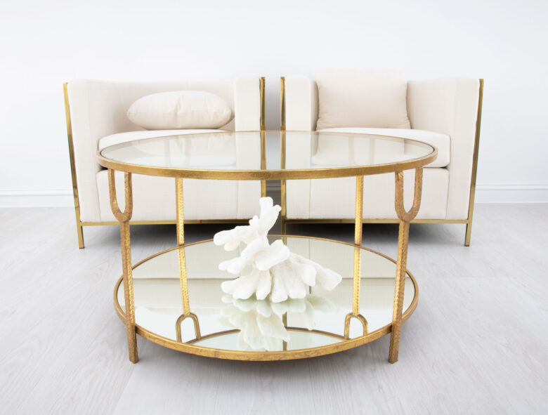 Khloe Gold Leaf Round Coffee Table - Image 5