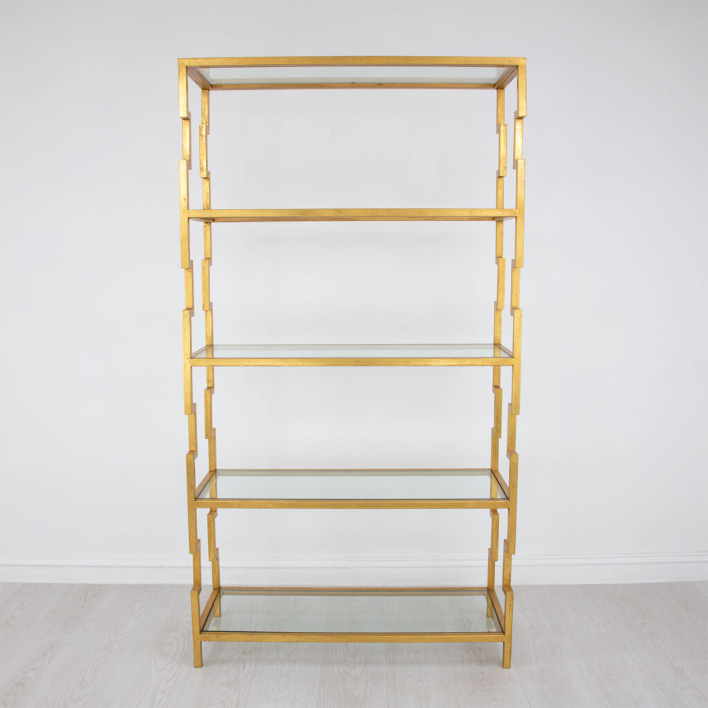 Lazaro Gold Leaf Shelf | Decorative Bookcase | Lillian Home