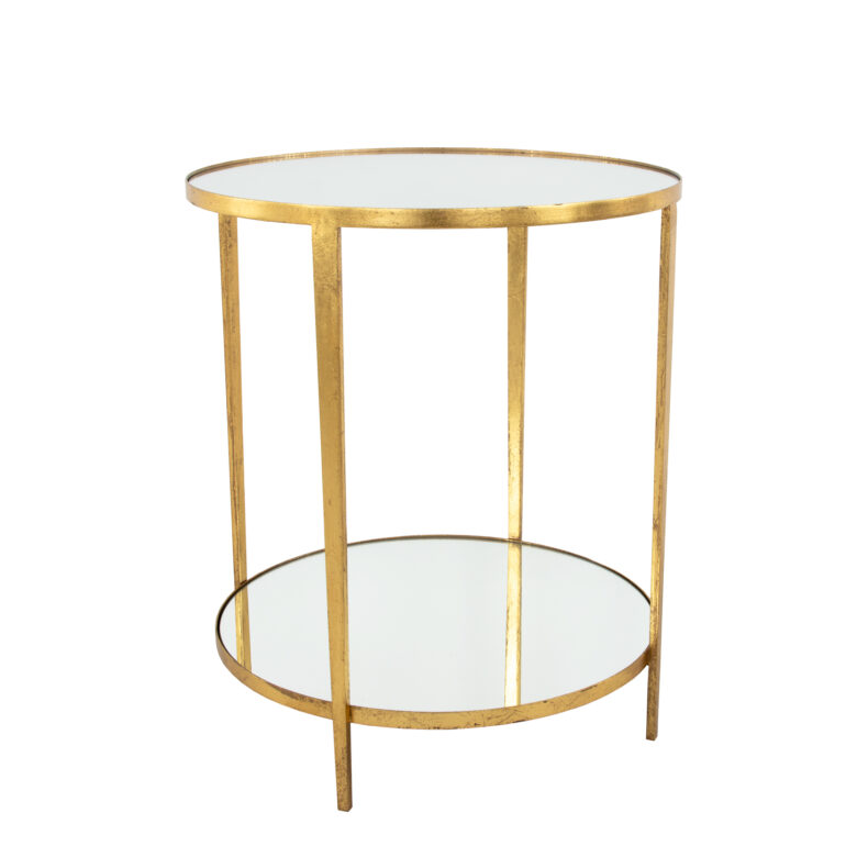 Mae Gold 2 Shelves Side Table- Lillian Home