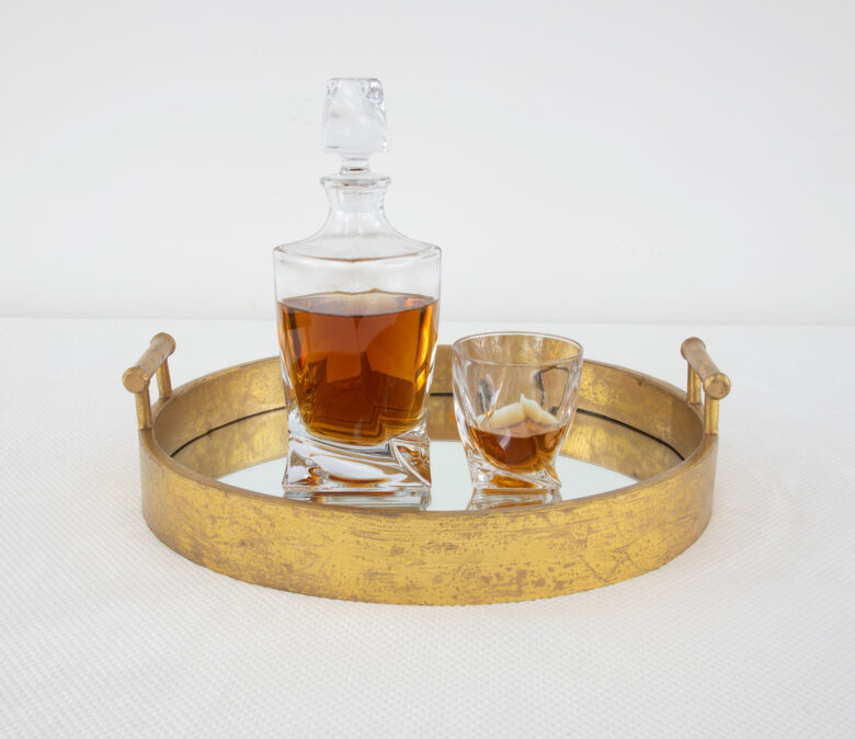 Perla Gold Leaf Round Mirrored Tray - Image 6