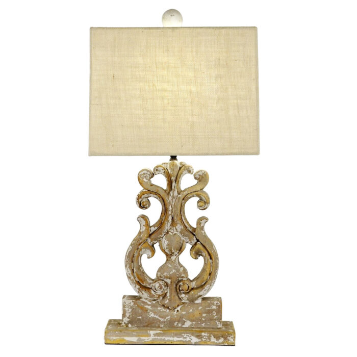 Seren Carved Wood Table Lamp- Lillian Home