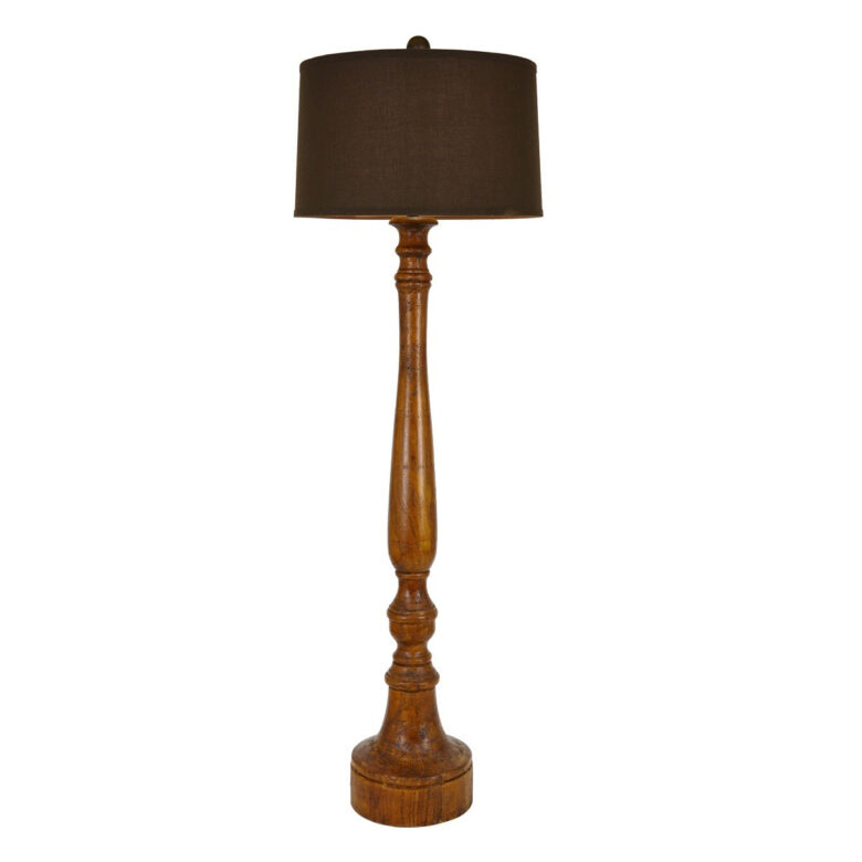 Leland Brown Oak Wood Floor Lamp - Lillian Home