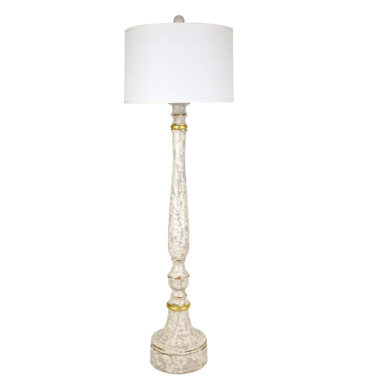 Ollie White Finish Oak Wood Floor Lamp - Lillian Home