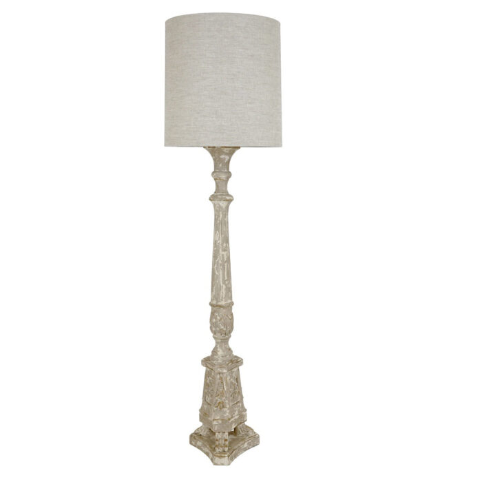 Remy Carved Wood Floor Lamp - Lillian Home