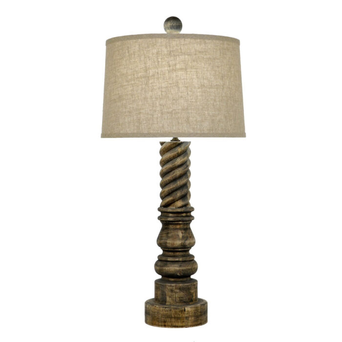 Magnolia Carved Wood Table Lamp - Lillian Home
