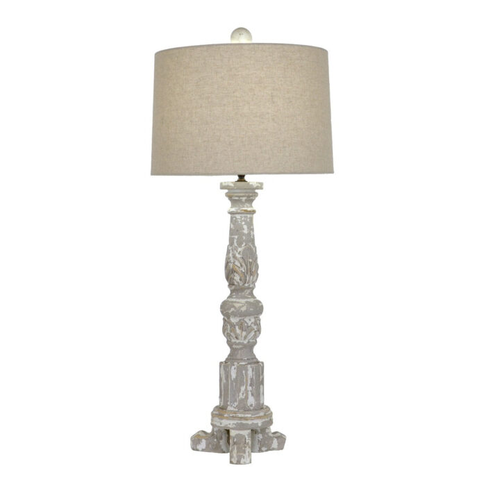 Amina Carved Wooden Table Lamp - Lillian Home