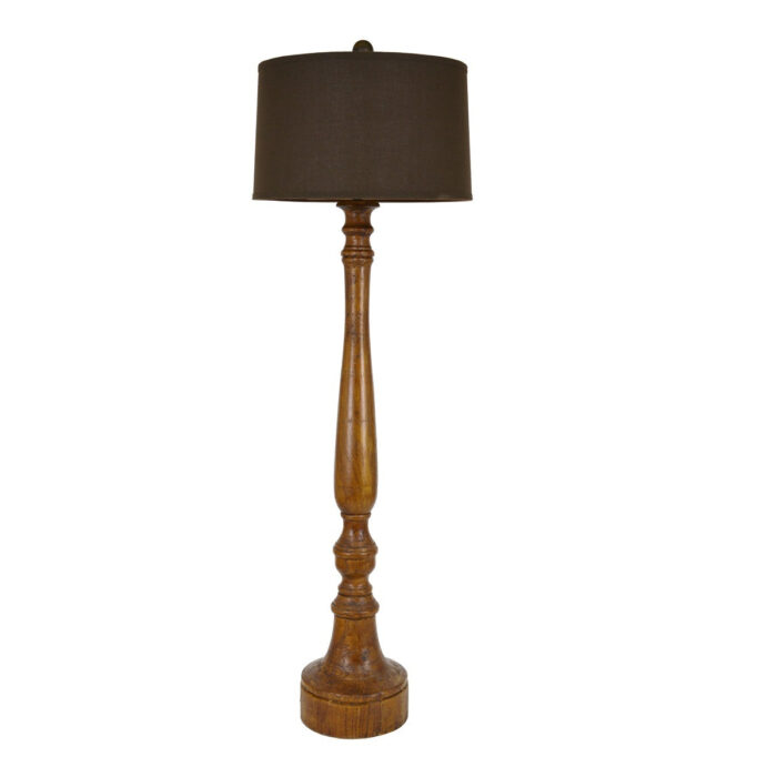 Leland Brown Oak Wood Floor Lamp - Lillian Home