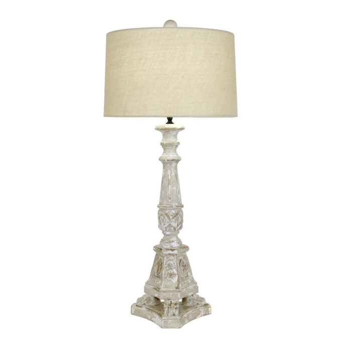 Willa Carved Wood Table Lamp - Lillian Home
