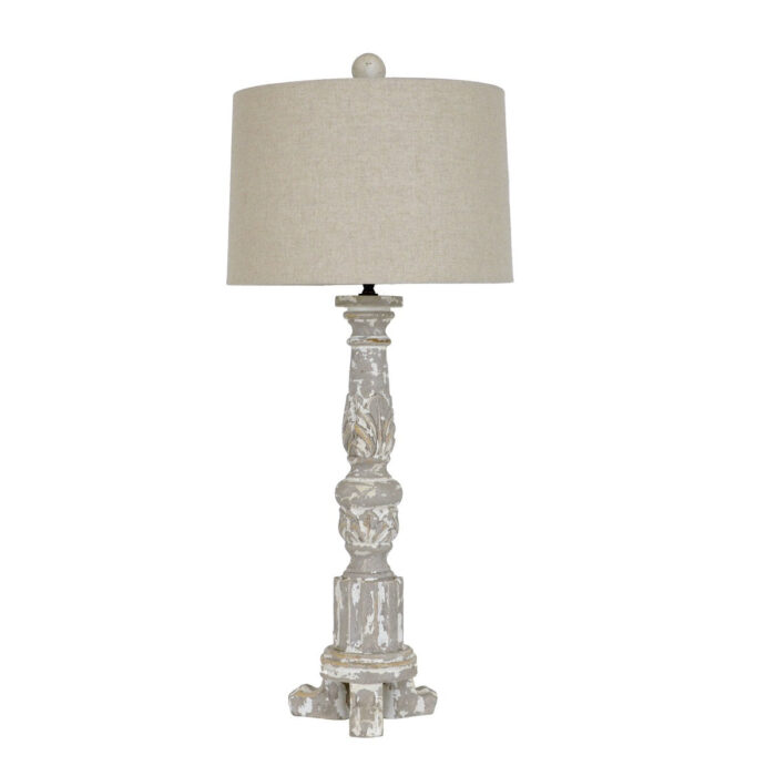 Amina Carved Wooden Table Lamp | Lillian Home