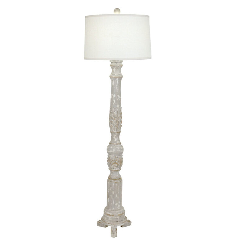 Jacquelyn Carved Wood Floor Lamp - Lillian Home