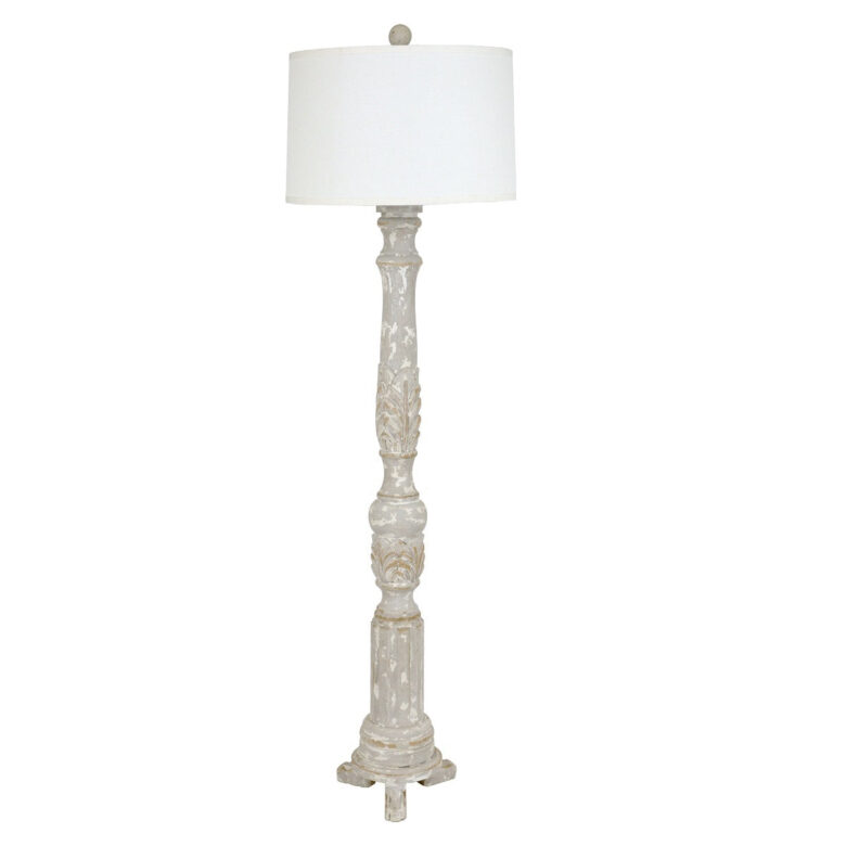 Jacquelyn Carved Wood Floor Lamp - Lillian Home