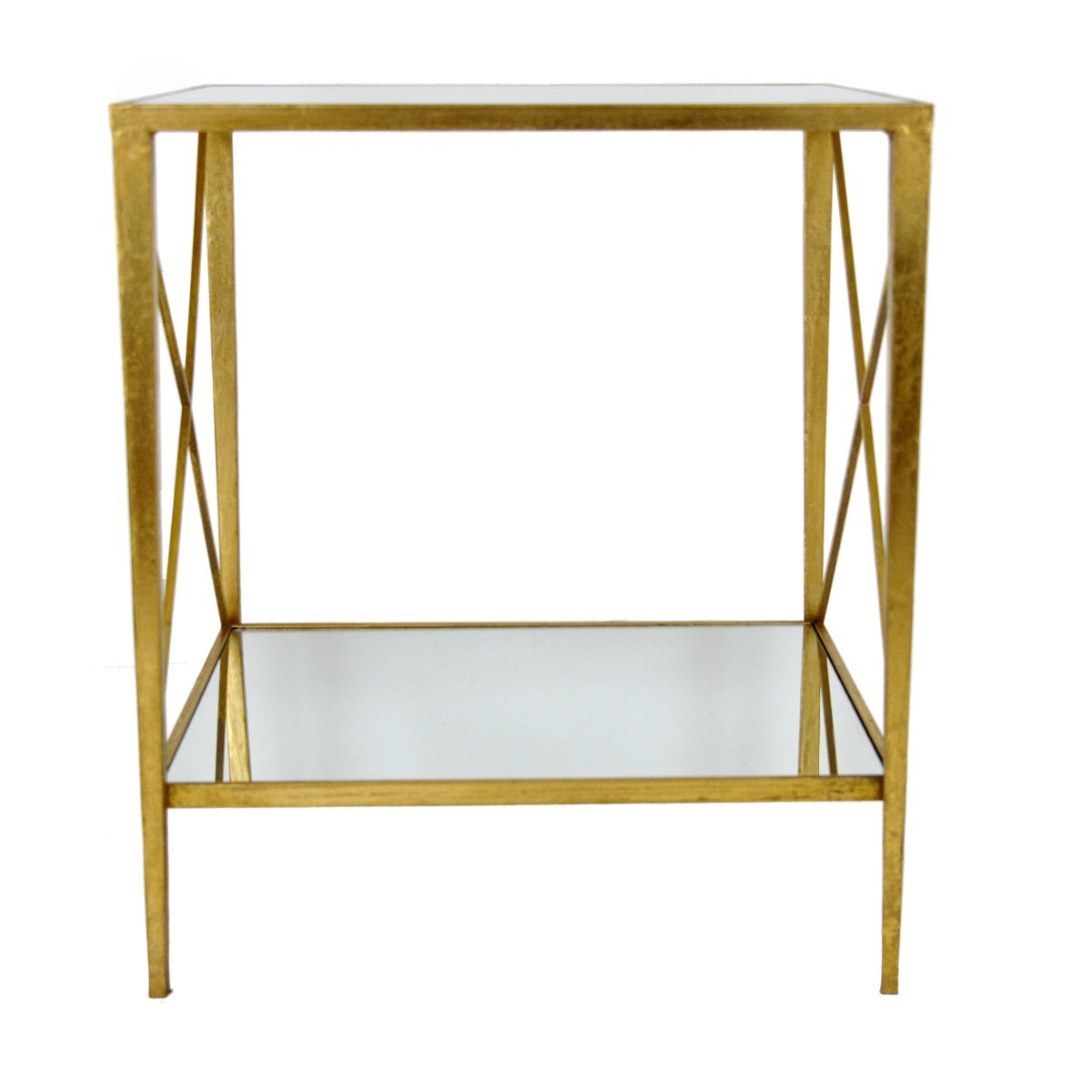 Gemma Gold Leaf Side Table with 2 Shelves - Lillian Home 