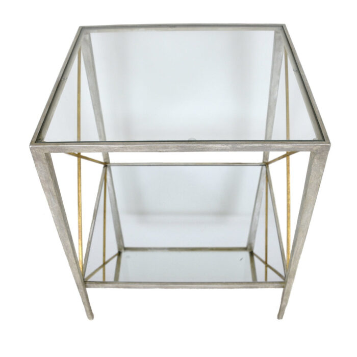 Gemma Silver Leaf Side Table with 2 Shelves - Lillian Home