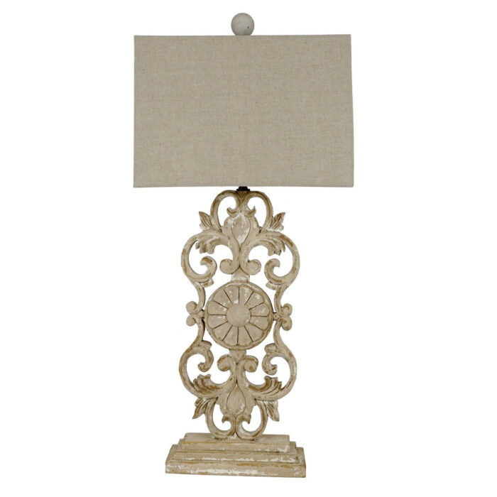 Elora Carved Wood Table Lamp | Lillian Home | Shop Now