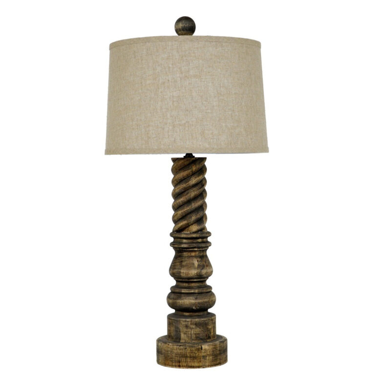 Lillian Home Magnolia Carved Wood Table Lamp