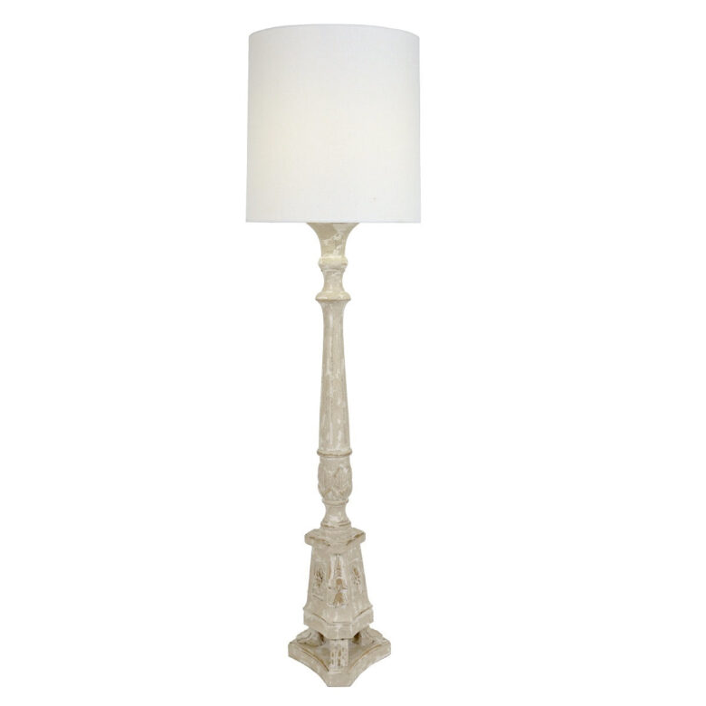 Martina Carved Wood Floor Lamp - Lillian Home