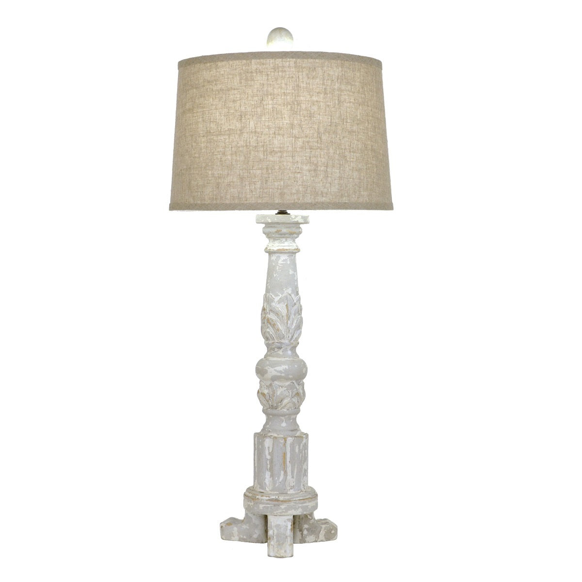 Mario Carved Wood Table Lamp - Lillian Home 