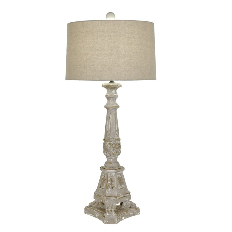 Fletcher Carved Wood Table Lamp - Lillian Home