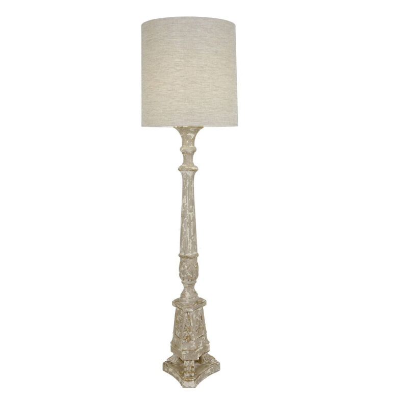 Remy Carved Wood Floor Lamp - Lillian Home