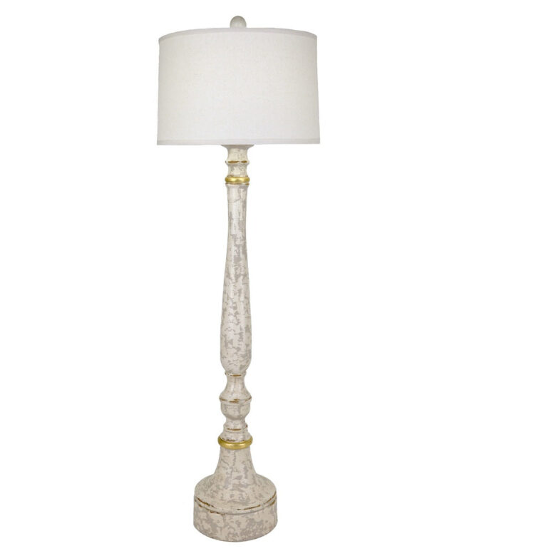 Ollie White Finish Oak Wood Floor Lamp - Lillian Home