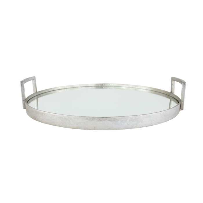 Ono Silver Round Mirrored Tray- Lillian Home