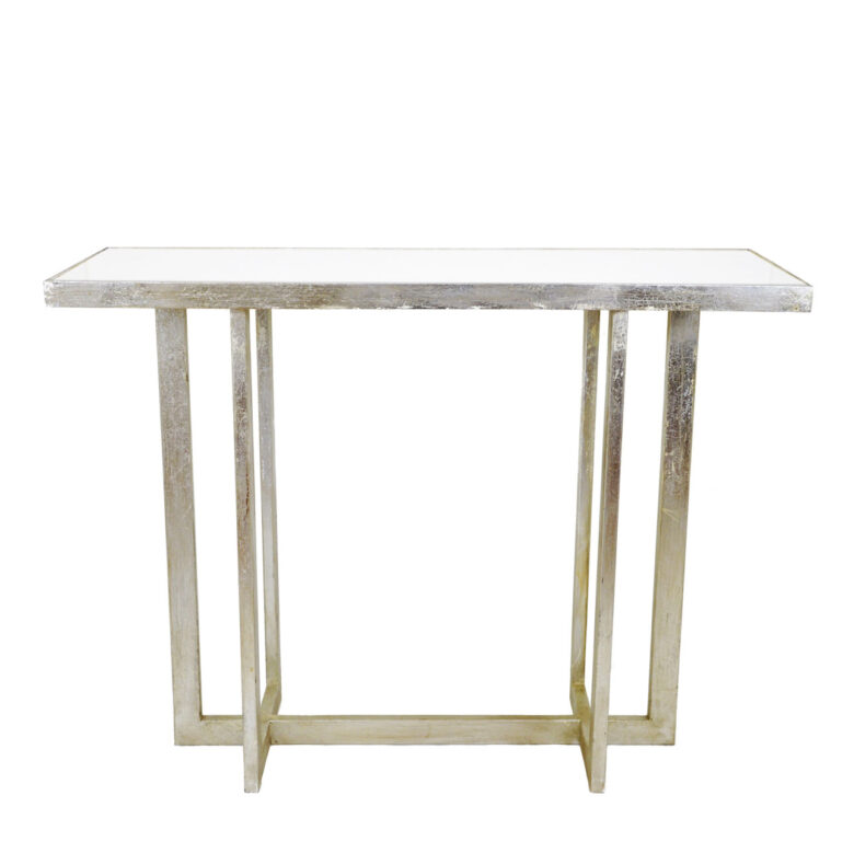 Lala Silver Leaf Stone Top Console Table