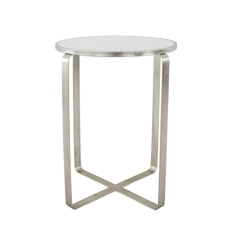 Dona Silver Stone Top Side Table- Lillian Home