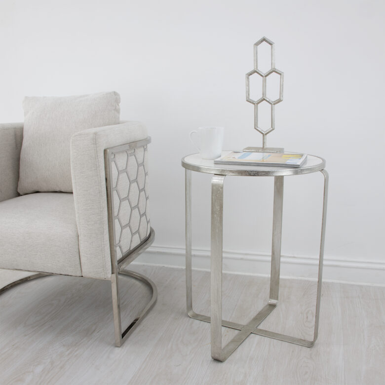 Dona Silver Stone Top Side Table - Image 5