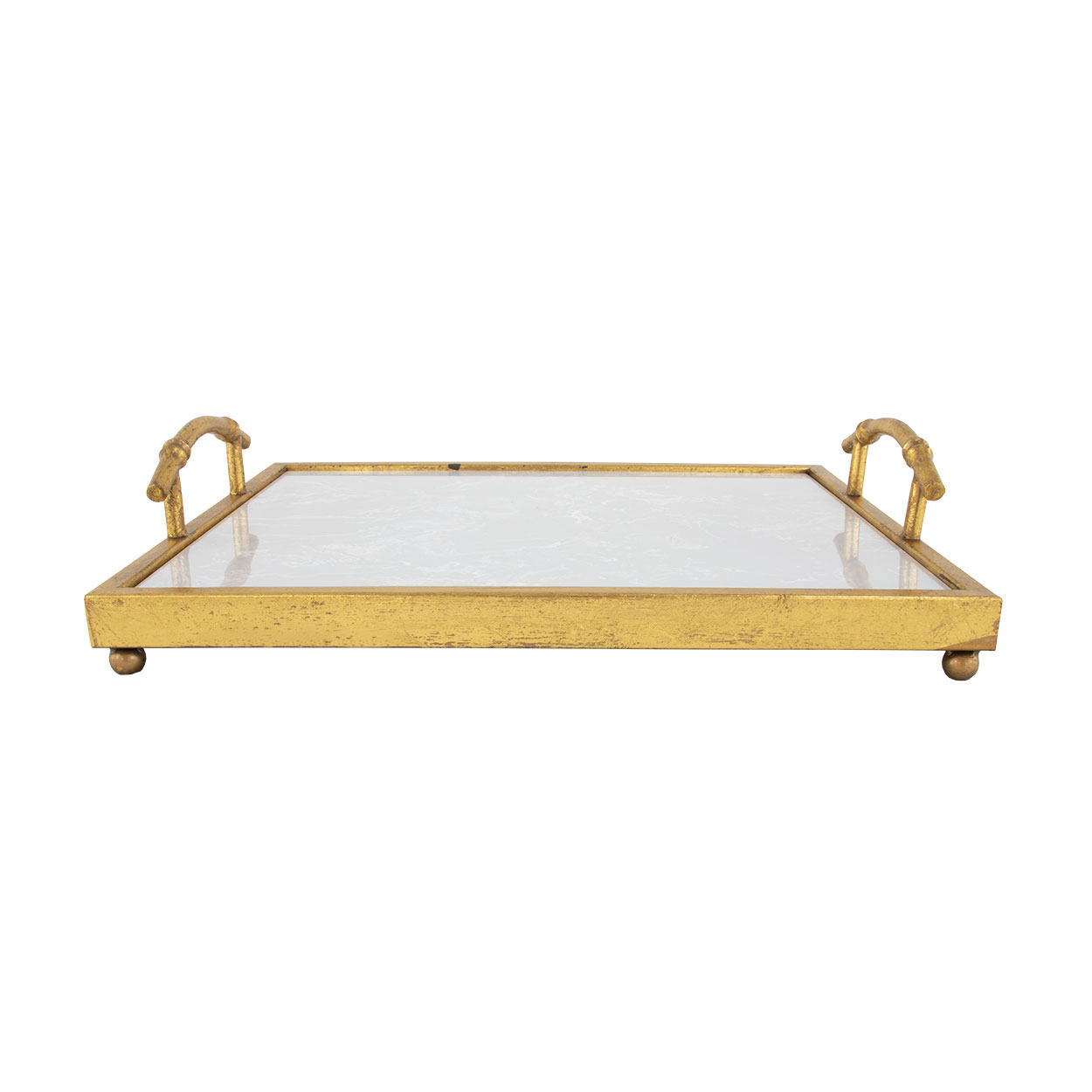 Lalana Gold Tray with White Stone- Lillian Home