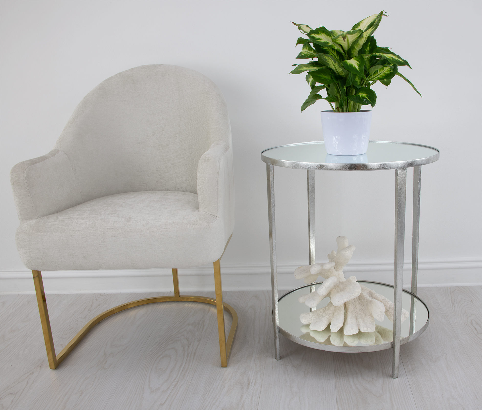 Mae Silver 2 Shelves Side Table, Transitional Tables