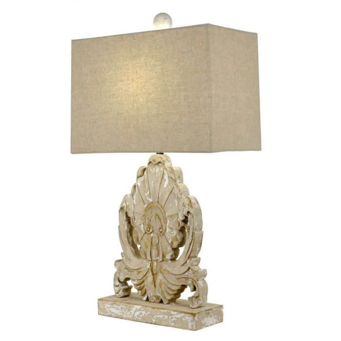 Lilith Carved Oak Wood Table Lamp | Lillian Home | Shop Now