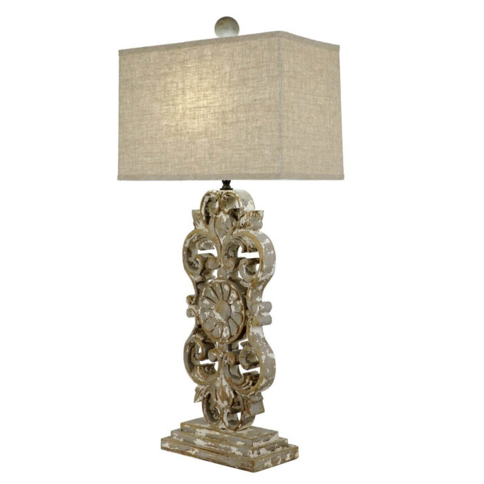 Alma Carved Wooden Table Lamp - Lillian Home | Shop Now