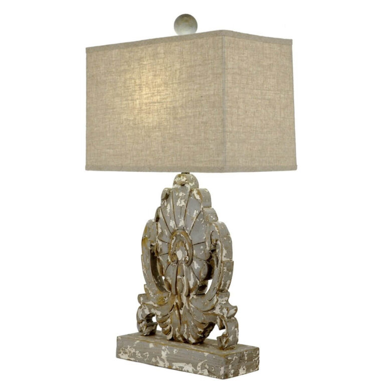 Lillian Home Thalia Carved Wood Table Lamp