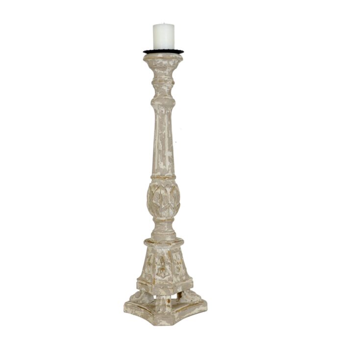 Maddox Carved Wood Candle Holder - Lillian Home
