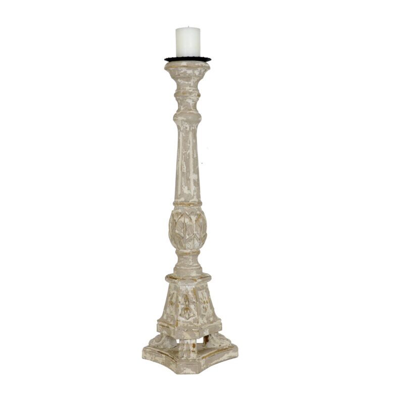 Maddox Carved Wood Candle Holder - Lillian Home