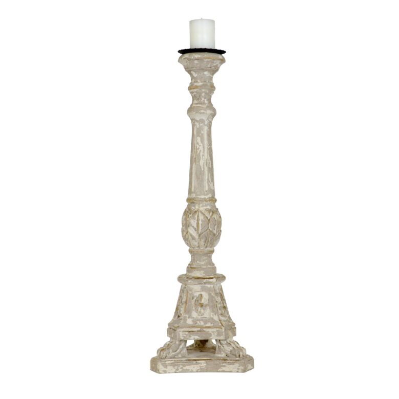 Maddox Carved Wood Candle Holder - Lillian Home