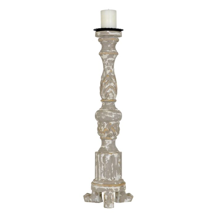 Pierce Carved Wood Candle Holder - Lillian Home