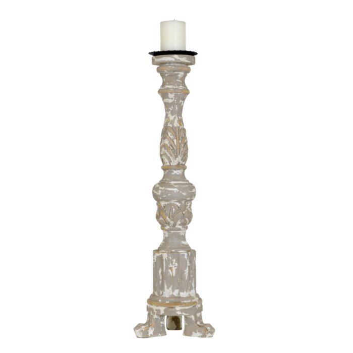 Pierce Carved Wood Candle Holder - Lillian Home