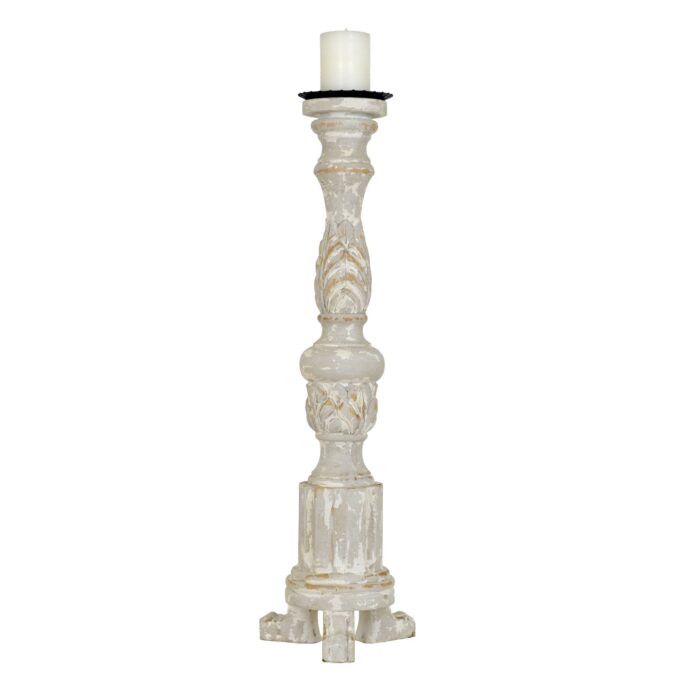 Ash Carved Solid Wood Candle Holder - Lillian Home