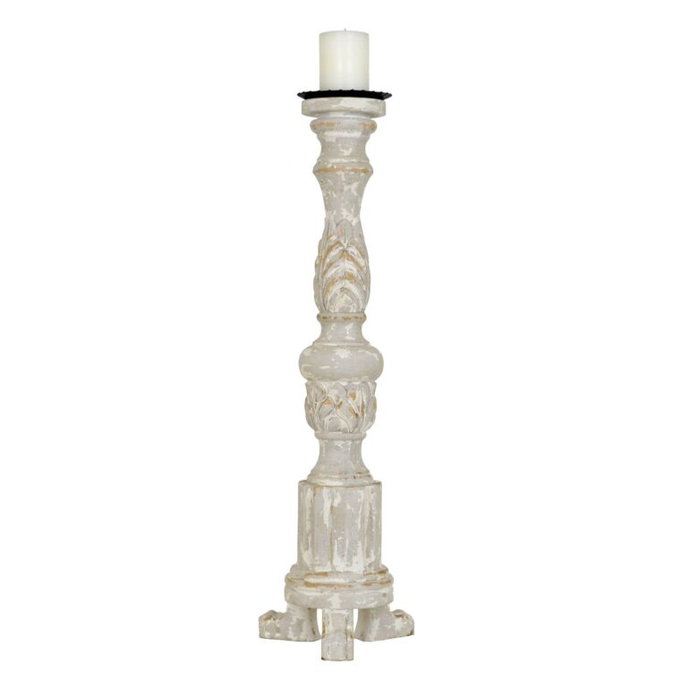 Ash Carved Solid Wood Candle Holder - Lillian Home